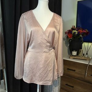 Elegant Pink Wrap Blouse